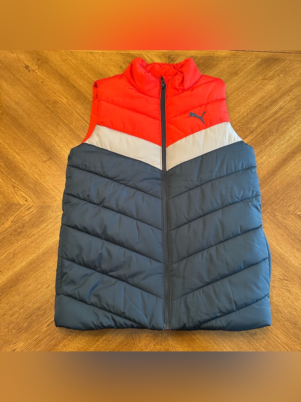 Puma Colorblock Puffer Vest, Size 10/12 or Medium Youth, Pockets, Casual Outdoor